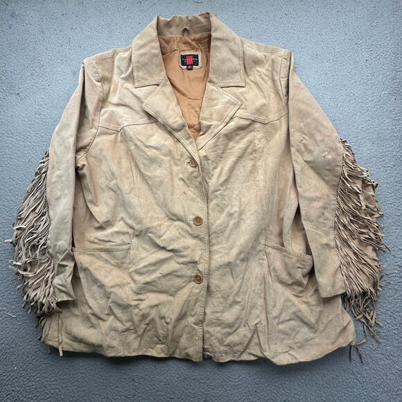 Vintage Gallery Woman Western Tasseled Suede Leather Fringe Jacket Womens 3X - Picture 1 of 14